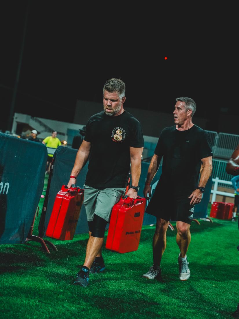 Jerry can carry under floodlights